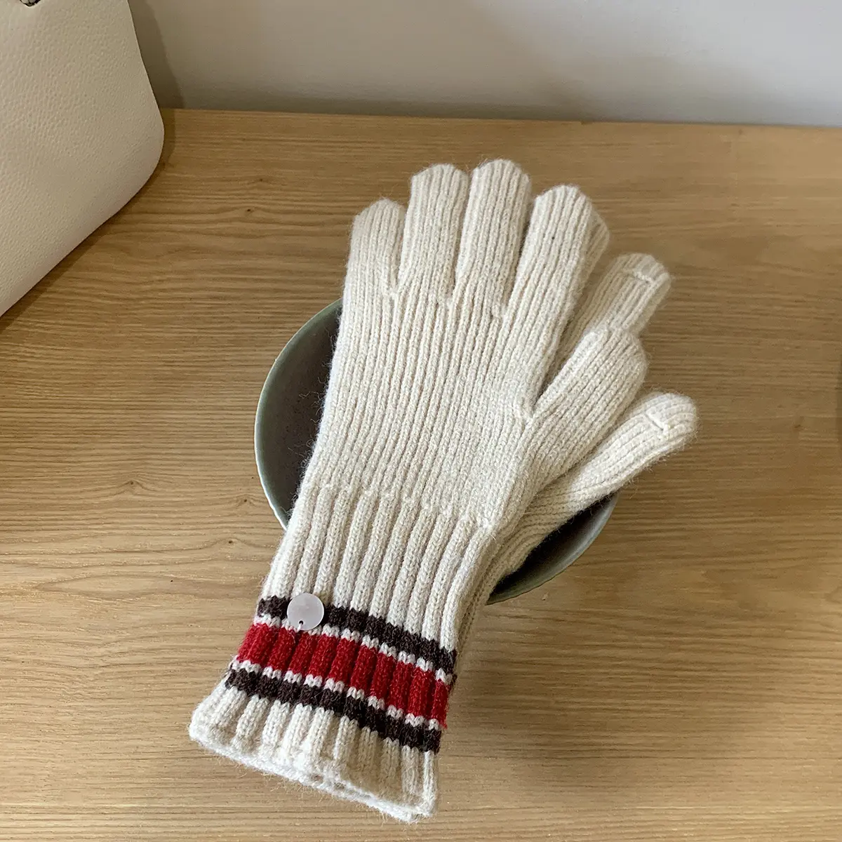 new stripe Rabbit knitting Gloves Female Winter Mittens Factory Outlet Fur Gloves women's winter gloves Women Girls Mittens 2024