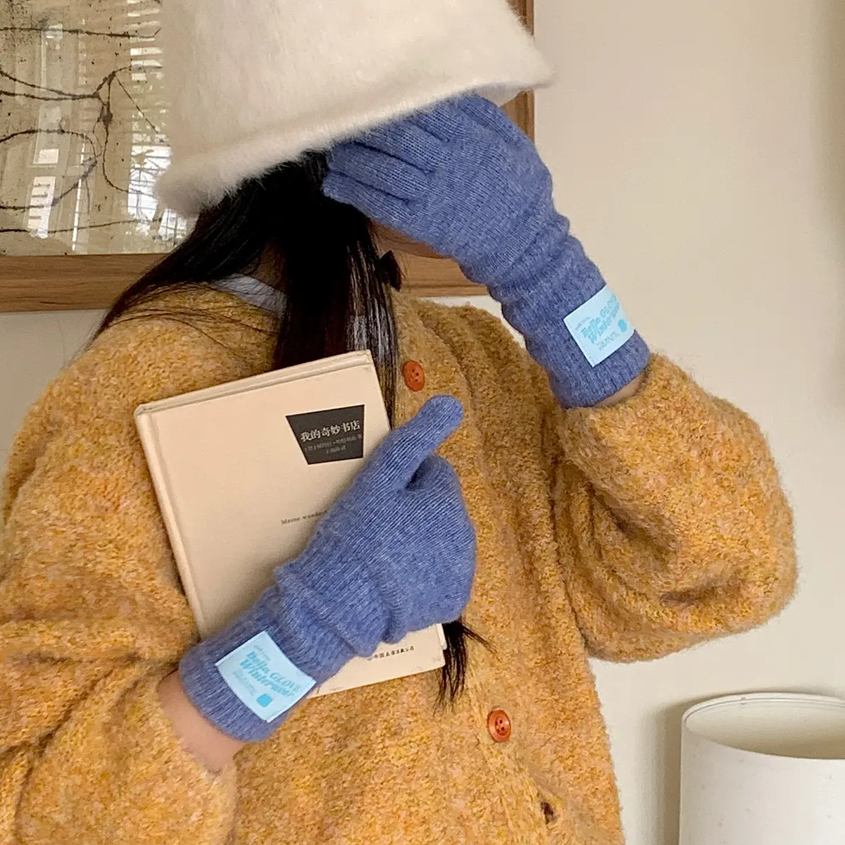 New Cute Rabbit knitting Gloves Female Winter Mittens Factory Outlet Fur Gloves women's winter gloves Women Girls Mittens 2024