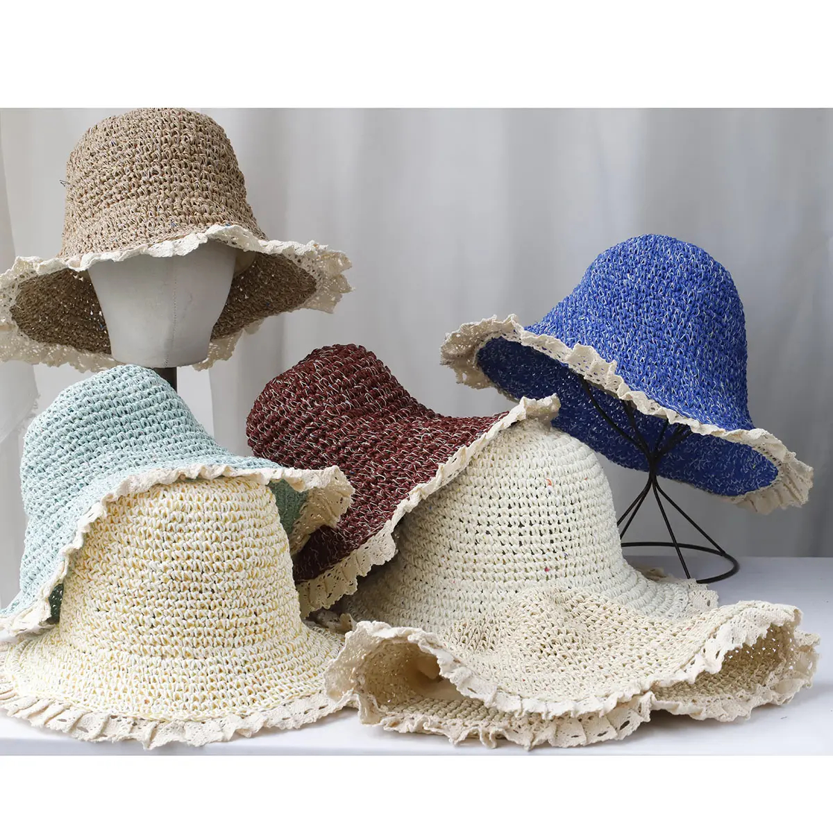 NEW Women Sun Hat Wide Large Brim Beach Hats Womens Summer Straw Hat Foldable Sun Hat Chapeau Femme Beach UV Protection Cap
