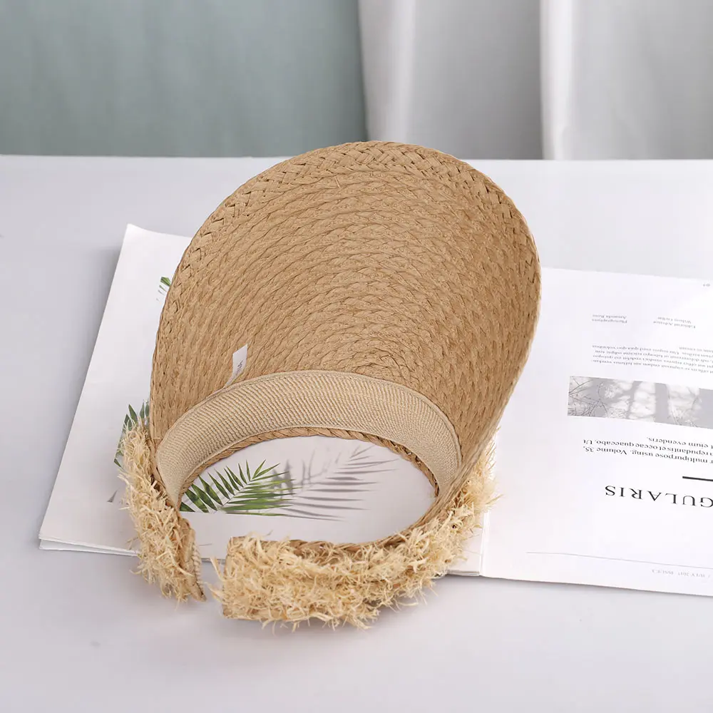 Empty top cap tassels Beach picture hats women's cap 2022 Balaclava rafia sun hat visor hat manual straw hat panama for girls