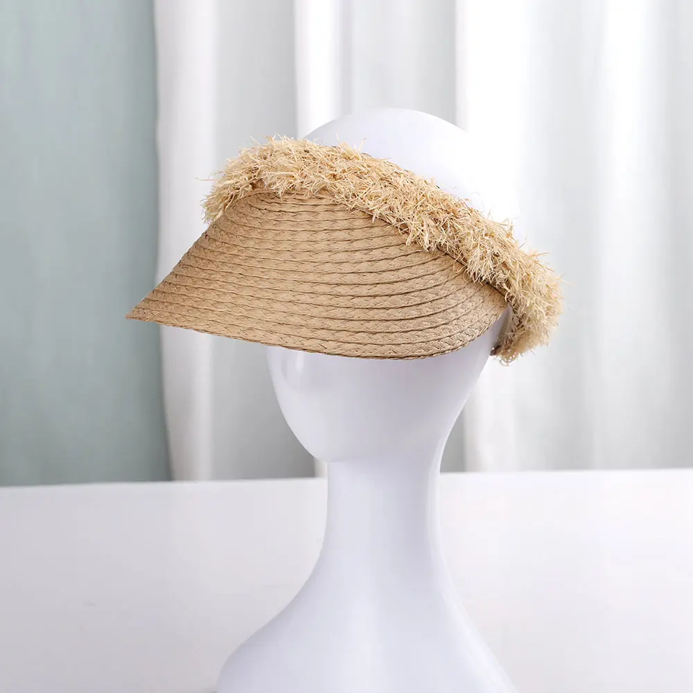 Empty top cap tassels Beach picture hats women's cap 2022 Balaclava rafia sun hat visor hat manual straw hat panama for girls