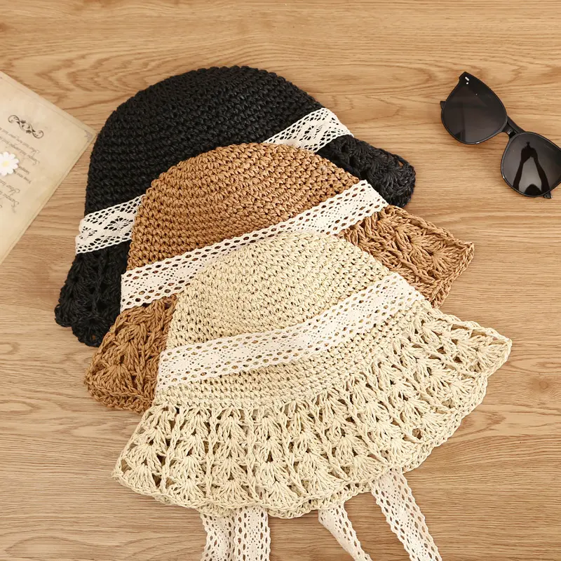 New 2021 summer sun hat bow Raffia hat Visor Temperament  Straw hats Women's Sea beach vacation leisure sunscreen hats for girls
