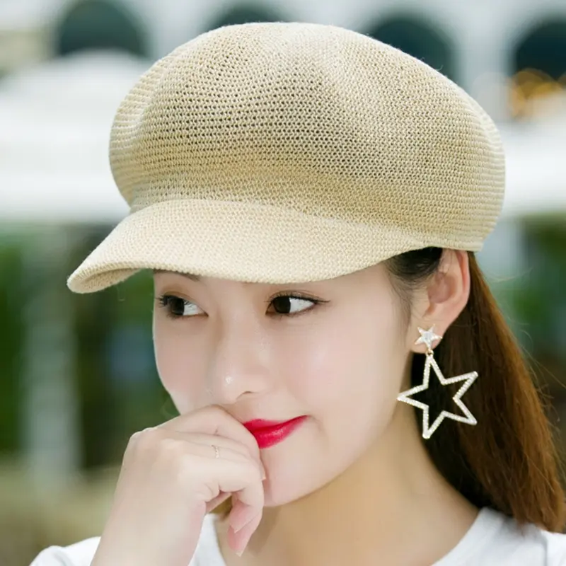 2022 new arrive Fashionable stereotyped paper straw octagonal hat  popular for men and woment retro Beret women's hat