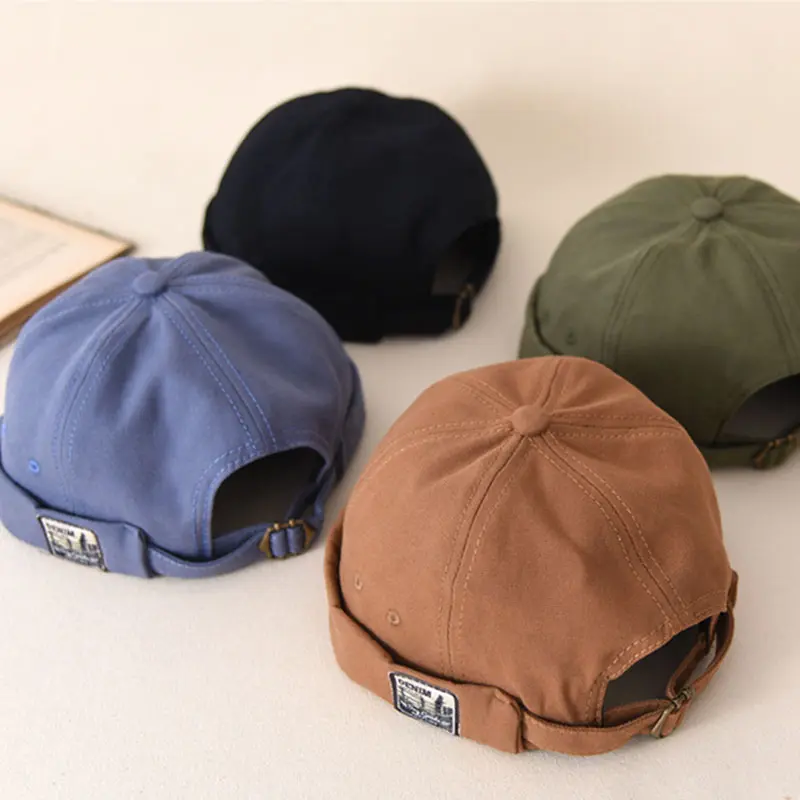 Vintage Docker Cap Brimless Hat Breathable Beanie Hats Cotton Retro Adjustable Literary Landlord Sailor Cap Women Hip Hop Hat