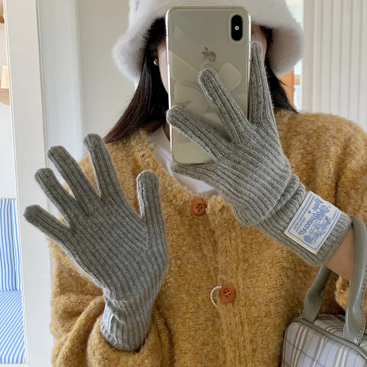 New Cute Rabbit knitting Gloves Female Winter Mittens Factory Outlet Fur Gloves women's winter gloves Women Girls Mittens 2024
