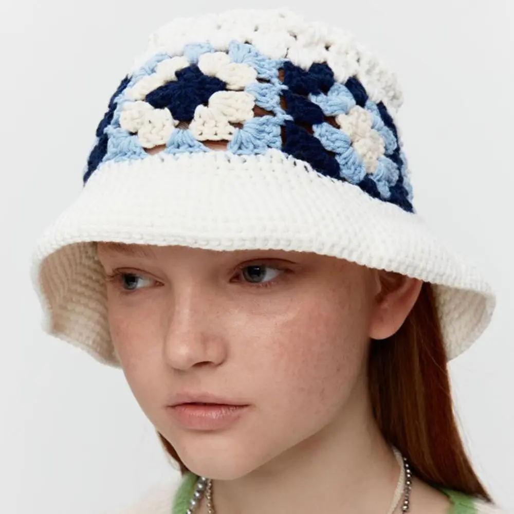 New Panama 2022 fashion brand sun hats pure cotton summer hat foldable sun Cap Hollow Crochet Knitting multicolor Bucket hat cap