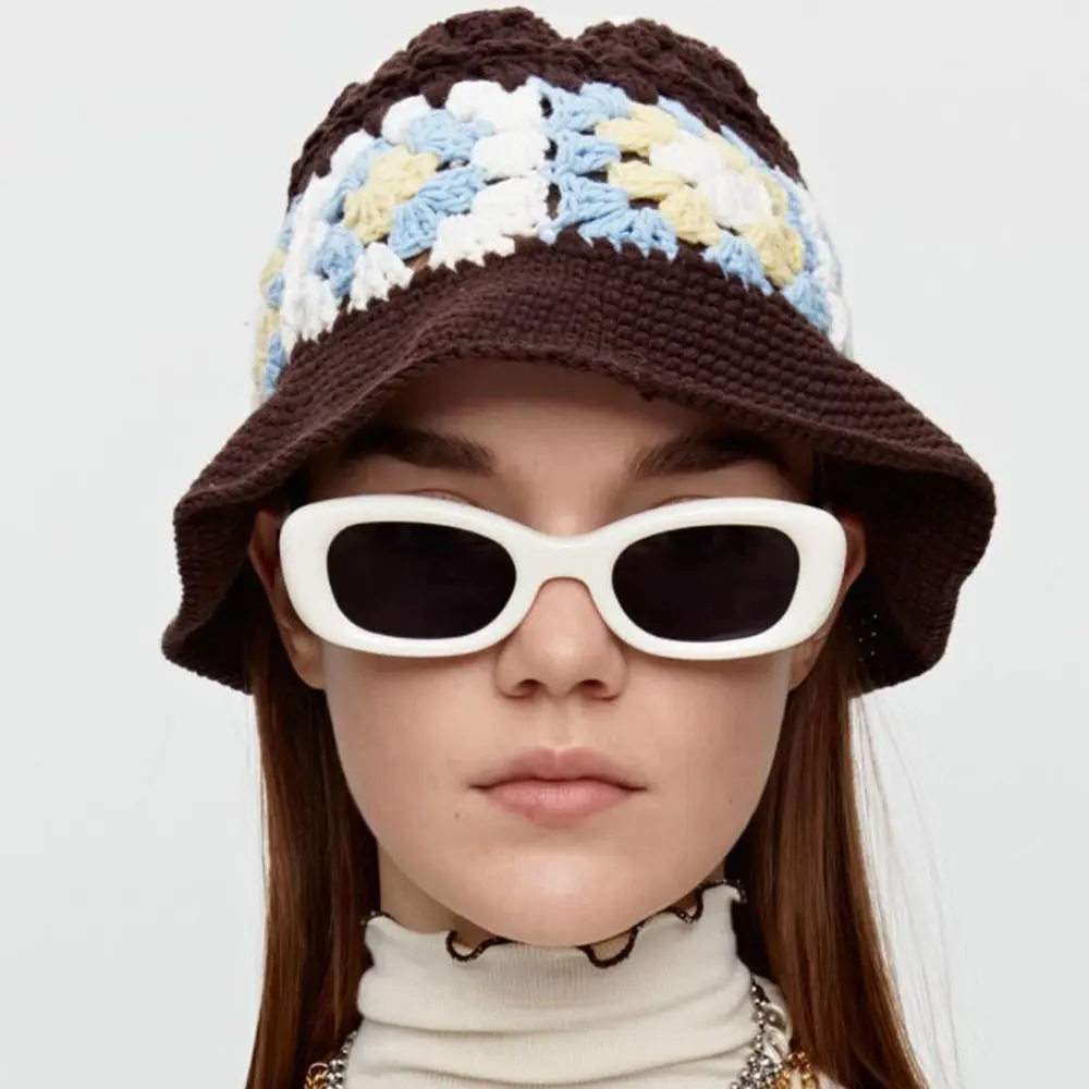 New Panama 2022 fashion brand sun hats pure cotton summer hat foldable sun Cap Hollow Crochet Knitting multicolor Bucket hat cap