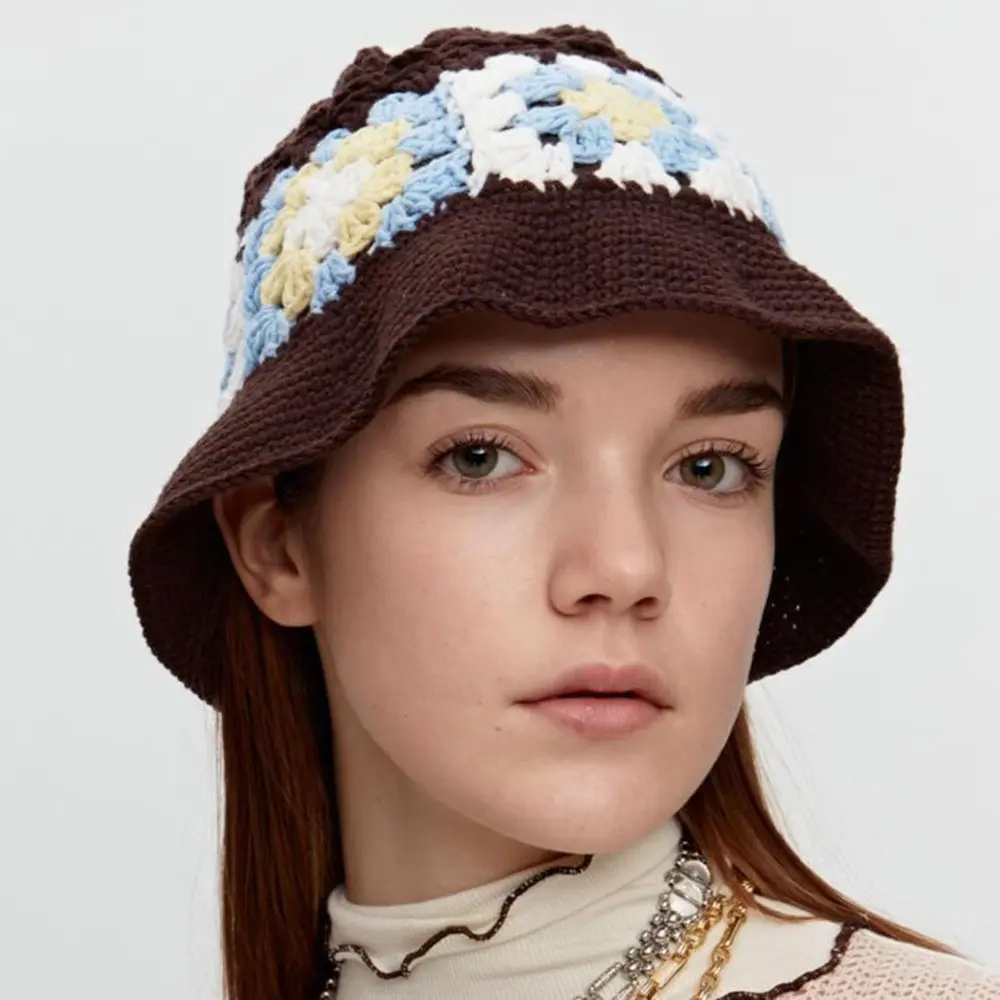 New Panama 2022 fashion brand sun hats pure cotton summer hat foldable sun Cap Hollow Crochet Knitting multicolor Bucket hat cap