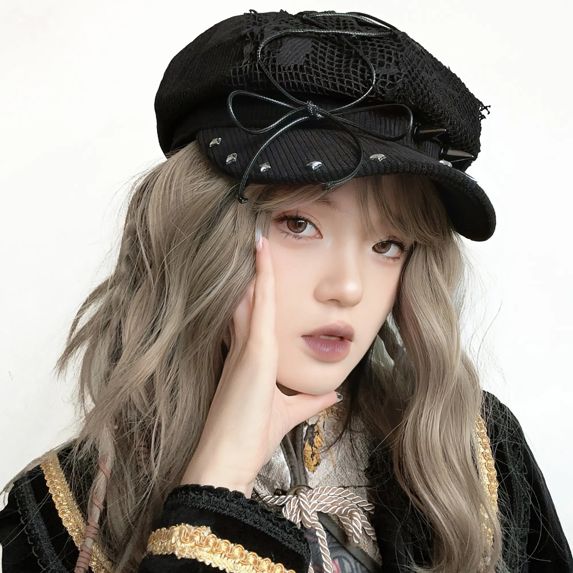 2025 NEW y2k Cotton and Linen Strawberry Bow Decorative Beret Women Summer Thin Soft Brim Large Version Octagonal Newsboy Cap