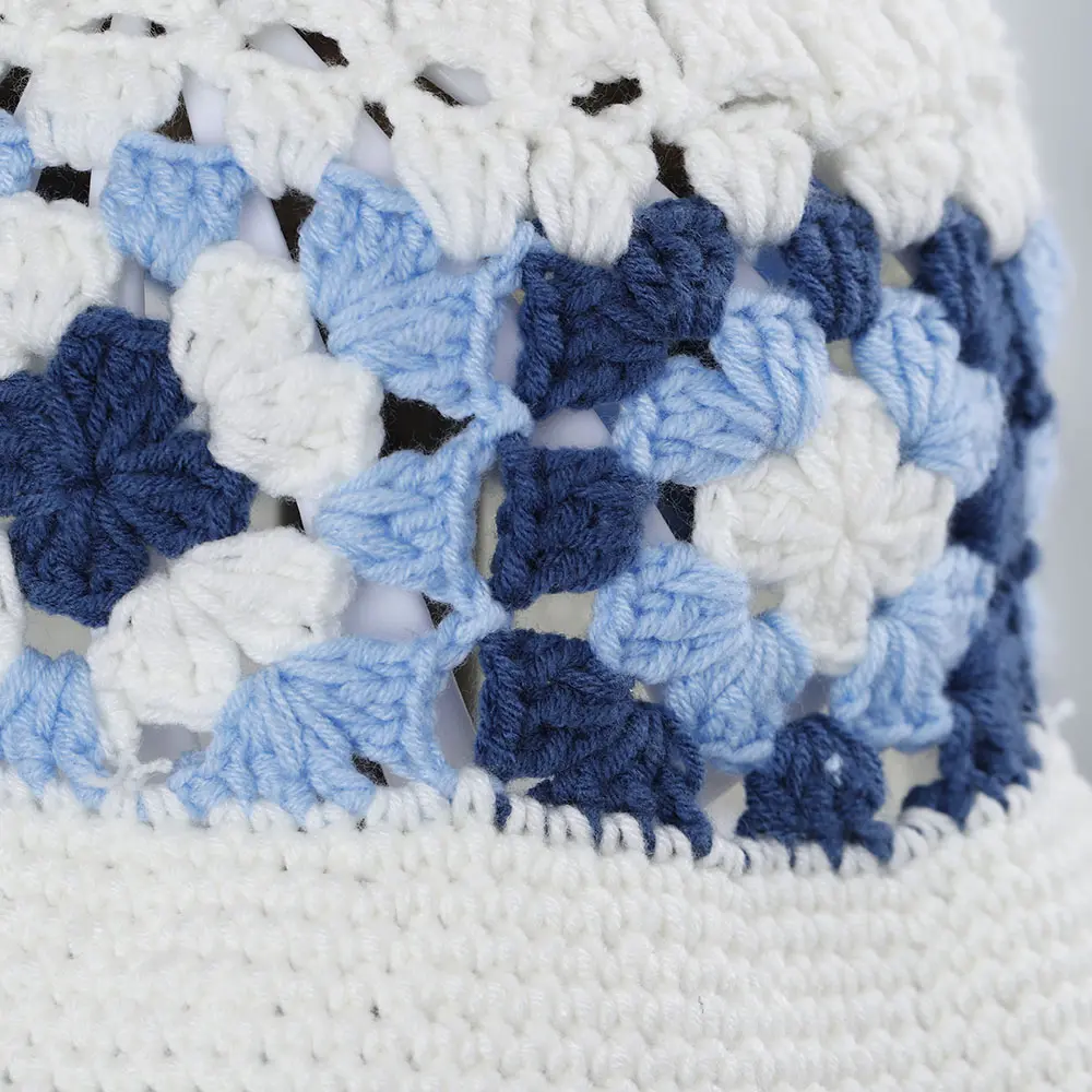 New Panama 2022 fashion brand sun hats pure cotton summer hat foldable sun Cap Hollow Crochet Knitting multicolor Bucket hat cap