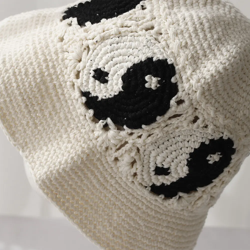 2025 Handmade eight-diagram-shaped appetizer style weaving knitted Cap Russian Women Luxury Panama fashion bucket hat