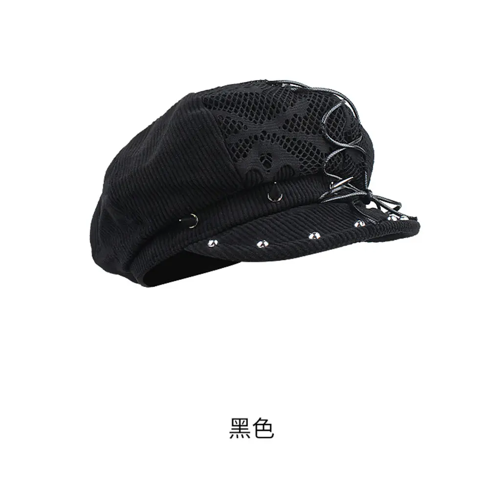 2025 NEW y2k Cotton and Linen Strawberry Bow Decorative Beret Women Summer Thin Soft Brim Large Version Octagonal Newsboy Cap