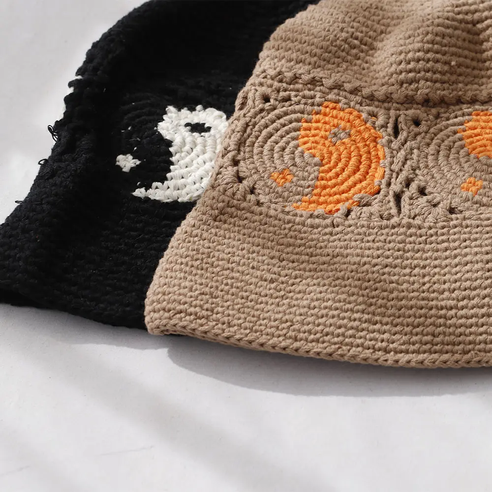 2025 Handmade eight-diagram-shaped appetizer style weaving knitted Cap Russian Women Luxury Panama fashion bucket hat