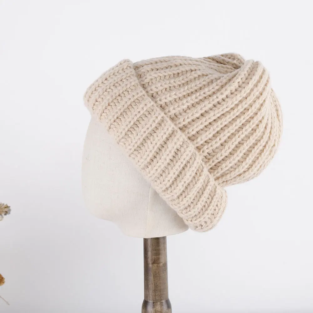 2023 Japanese hat gray Big caps Candy colored wool hat Knitted hat skiing cap Big hat Korean hat y2k warm hat Thick thread hat