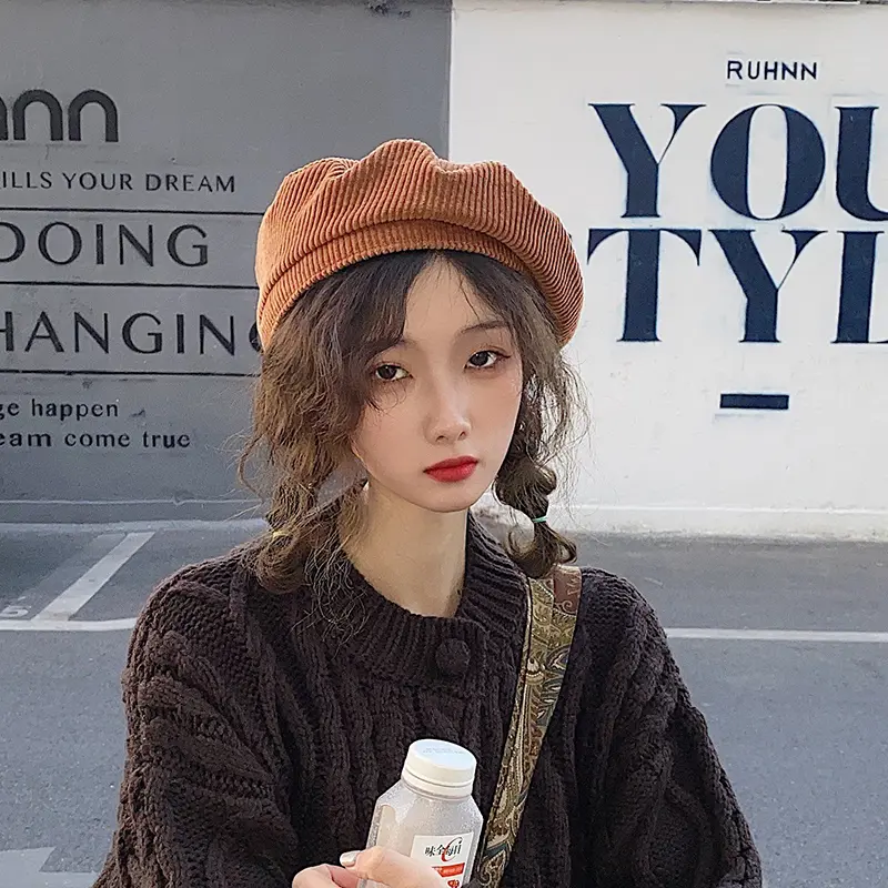 2020 Hat winter women's fashion Beret cap Girl's Vintage Artist Painter Hat Winter Autumn Embroidery K Wool hat cap adjustable
