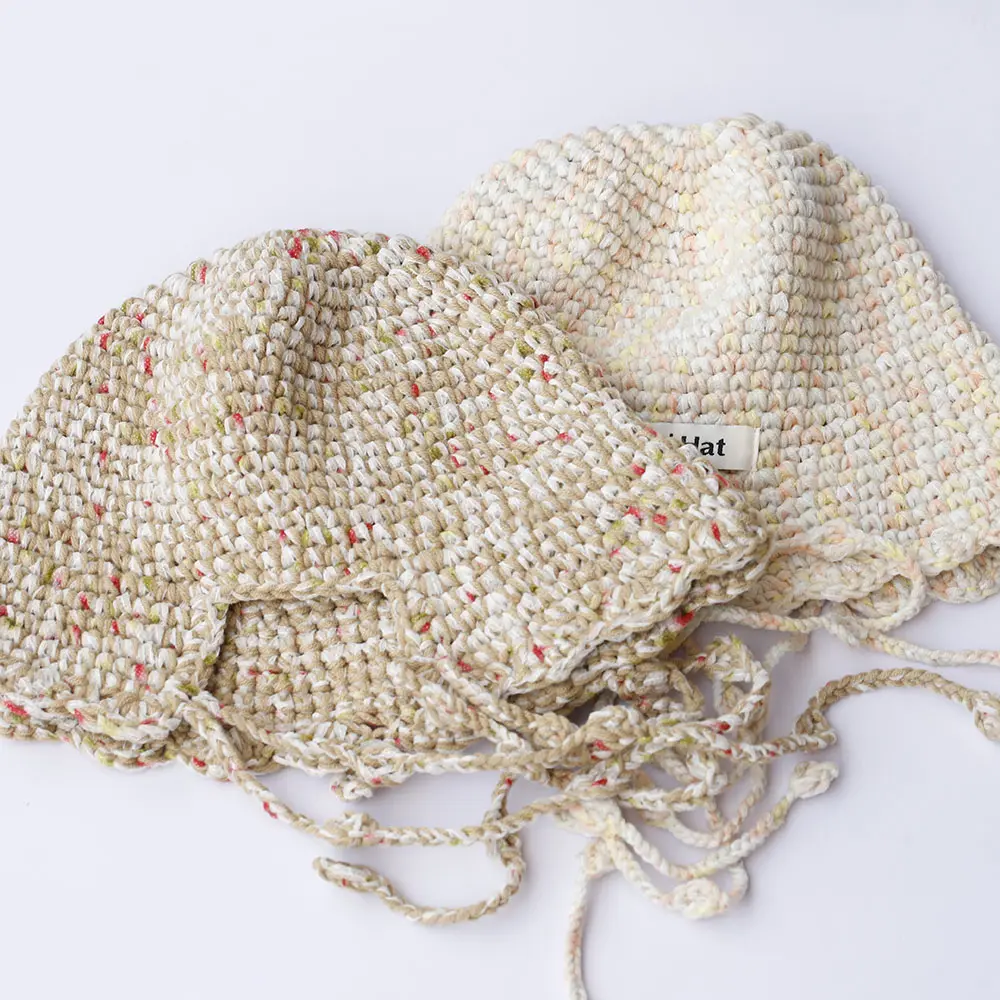 2025 new fashion Autumn Winter Colored Handmade Striped Knitted Bucket Hats Versatile Crochet Thick Women Fisherman Hats