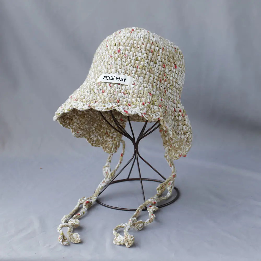 2025 new fashion Autumn Winter Colored Handmade Striped Knitted Bucket Hats Versatile Crochet Thick Women Fisherman Hats