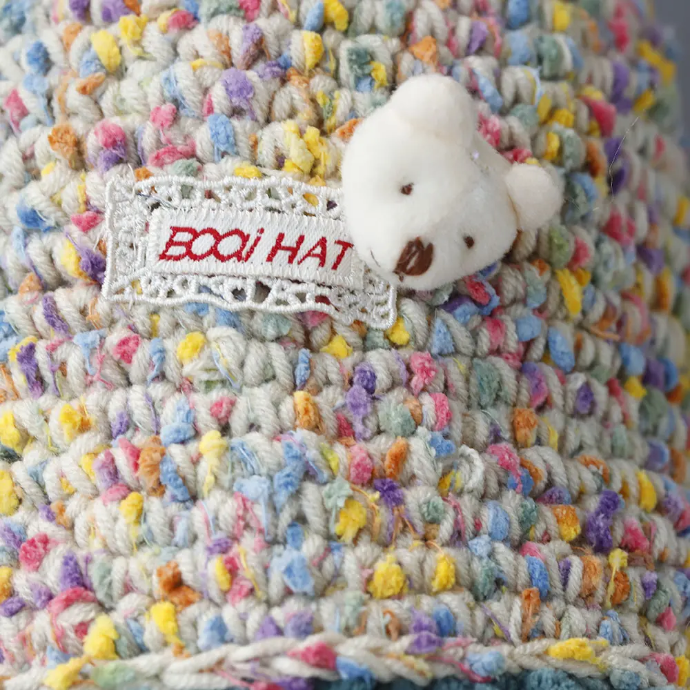 2025 Y2K Autumn Winter Colored Handmade Striped Knitted Bucket Hats Versatile Crochet Thick Women Fisherman Hats