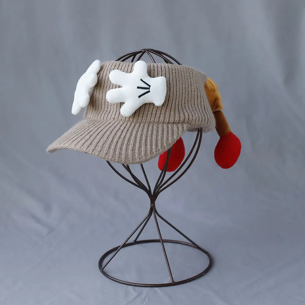 Hat Female 2025 New Cute Cartoon Mickey Little Hand Empty Top Hat Korean Version Retro Washed Denim Visor