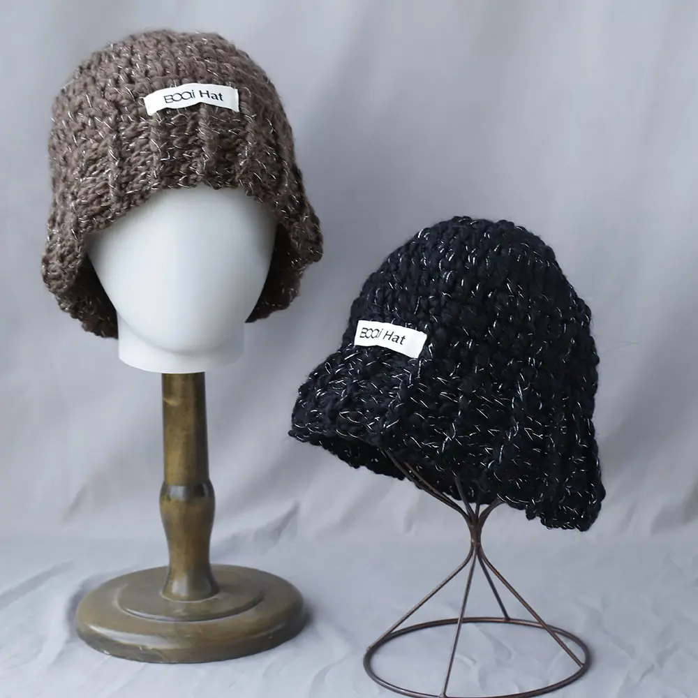 2025 new Autumn Winter Colored Handmade Knitted Bucket Hats Versatile Crochet Thick Women Fisherman Hats