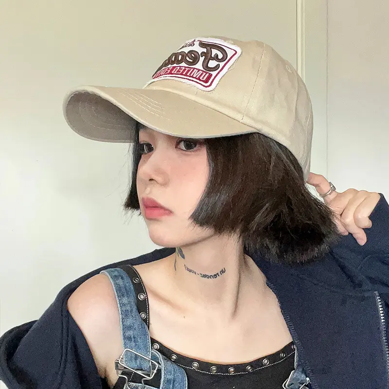 Pink Letter Baseball Caps for Women Fashion Hip Hop Cotton Peaked Hats Streetwear Girl Outdoor Sunscreen Hats