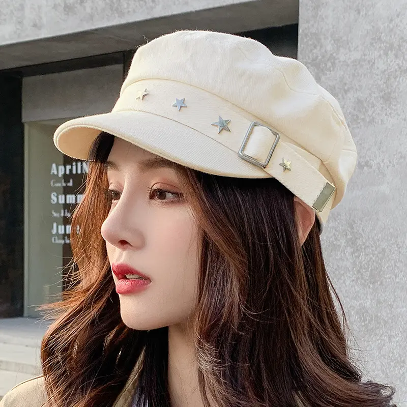 Autumn Winter Retro Women Beret Hats Solid Color Military Octagonal Caps Korean Girl Newsboy Painter Caps