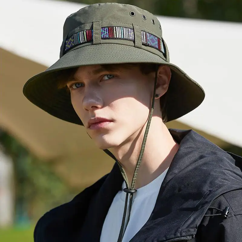 Outdoor Climbing Hats For Man Japanese Adjustable Western Cowsboy Fisherman Caps Women Wide Brim Travel Beach UV Protection Hats