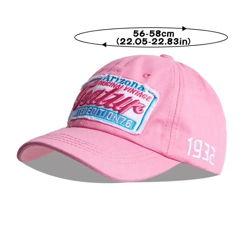 Pink Letter Baseball Caps for Women Fashion Hip Hop Cotton Peaked Hats Streetwear Girl Outdoor Sunscreen Hats