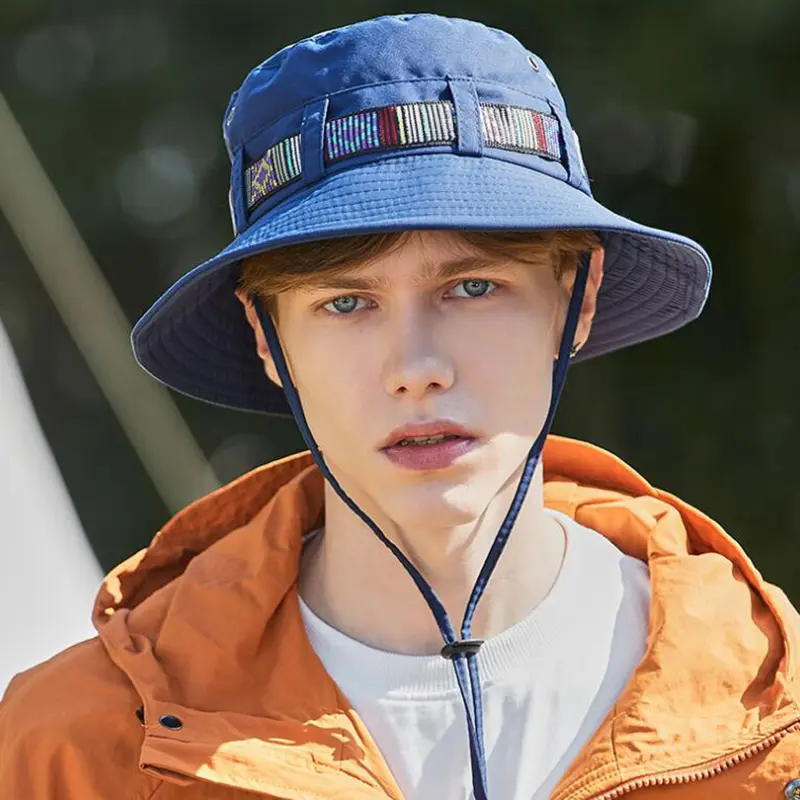 Outdoor Climbing Hats For Man Japanese Adjustable Western Cowsboy Fisherman Caps Women Wide Brim Travel Beach UV Protection Hats