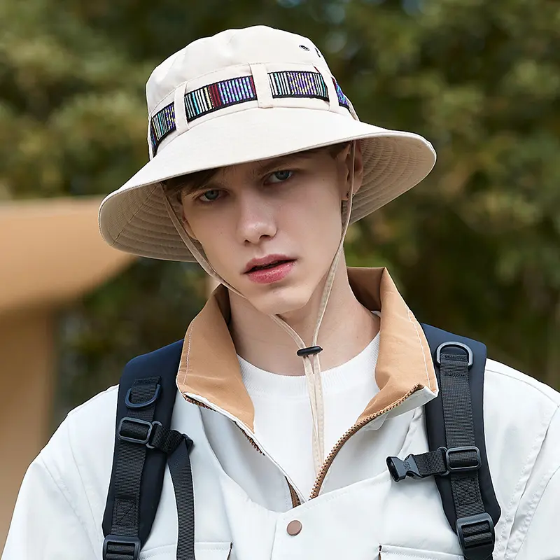 Outdoor Climbing Hats For Man Japanese Adjustable Western Cowsboy Fisherman Caps Women Wide Brim Travel Beach UV Protection Hats