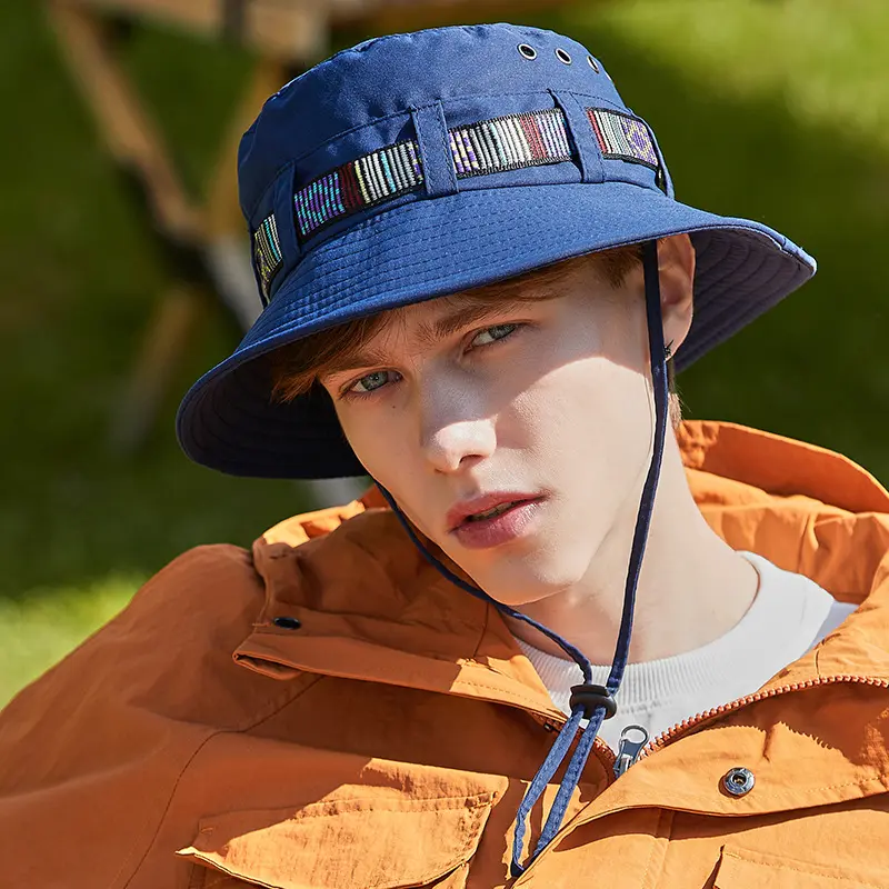Outdoor Climbing Hats For Man Japanese Adjustable Western Cowsboy Fisherman Caps Women Wide Brim Travel Beach UV Protection Hats
