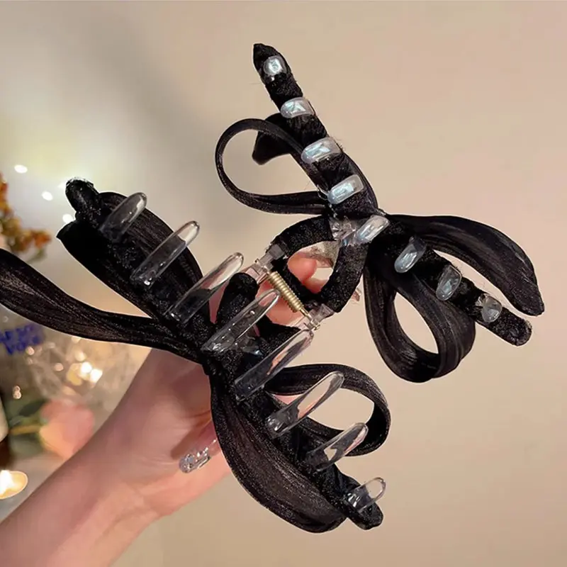 Elegant Big Bow Hair Claws for Women Lady Fashion Solid Color Large Shark Hair Clips Headdress for Girl Bowknot Hair Accessory