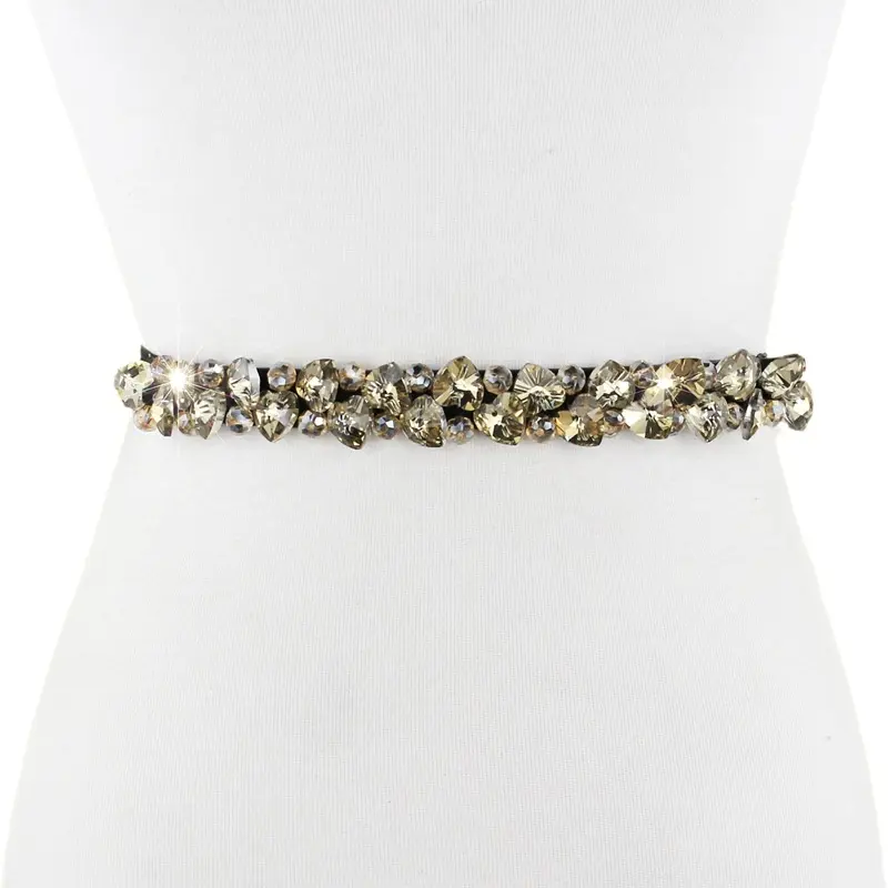 Fashion Rhinestone Crystal Belts For Women Black Gold Luxury Waist Belts Lady Female Dress Shirt Decorative Straps