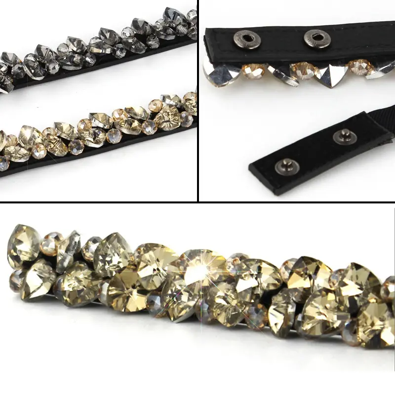 Fashion Rhinestone Crystal Belts For Women Black Gold Luxury Waist Belts Lady Female Dress Shirt Decorative Straps
