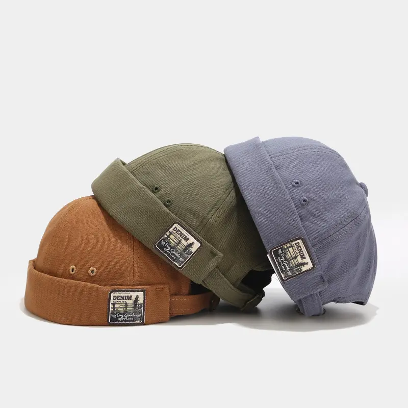 Retro Korean Landlord Hats for Man Women Spring Fashion Streetwear Dome Casual Melon Hats Brimless Hip Hop Hats Docker Hats