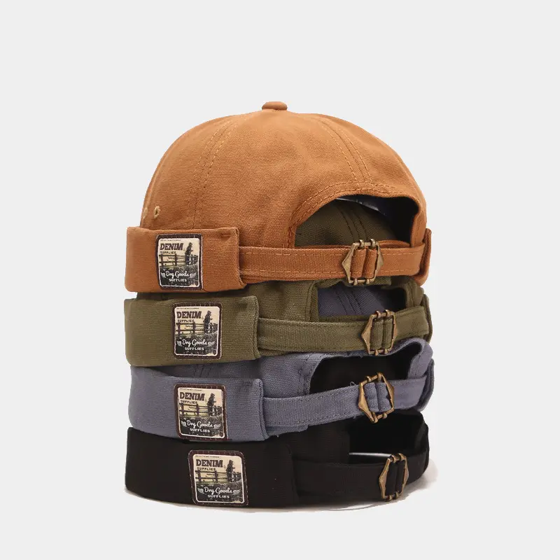 Retro Korean Landlord Hats for Man Women Spring Fashion Streetwear Dome Casual Melon Hats Brimless Hip Hop Hats Docker Hats