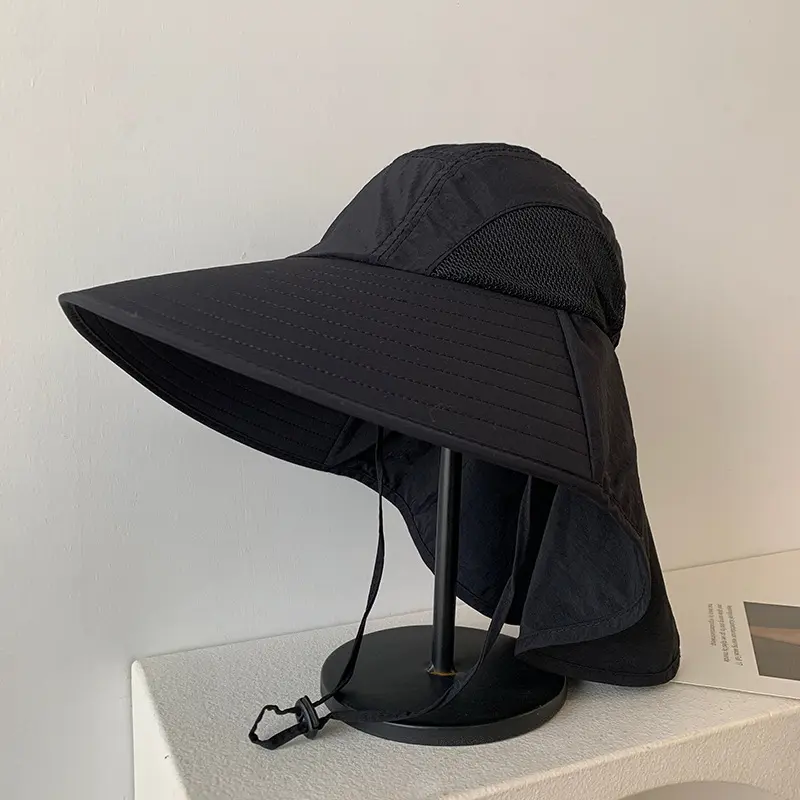 Summer Large Brim Fisherman Caps for Men Women Outdoor Mountaineering Cycling Sunscreen Hats Face Neck Protection Shawl Hats