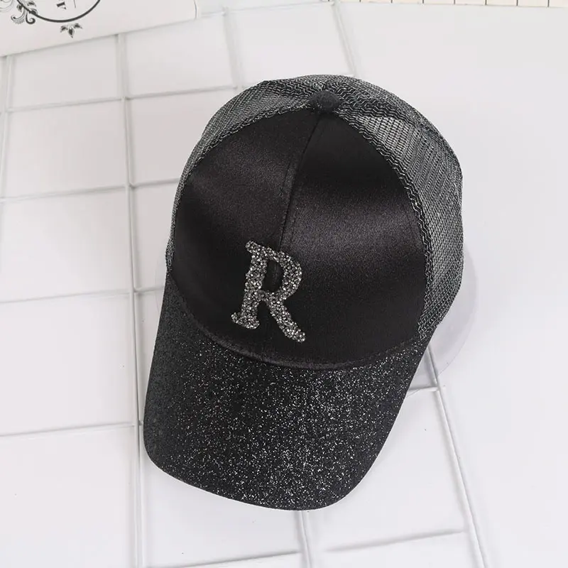 Women's Cap Rhinestone Sequin Letter Baseball Cap Summer Girls Female Snapback Hip Hop Caps Adjustable Sun Hat