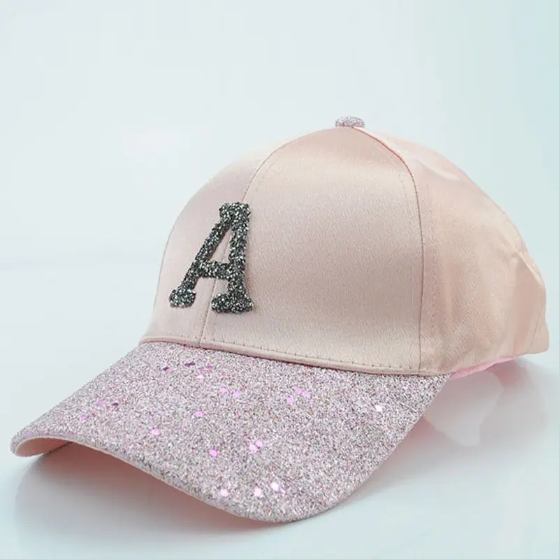 Women's Cap Rhinestone Sequin Letter Baseball Cap Summer Girls Female Snapback Hip Hop Caps Adjustable Sun Hat