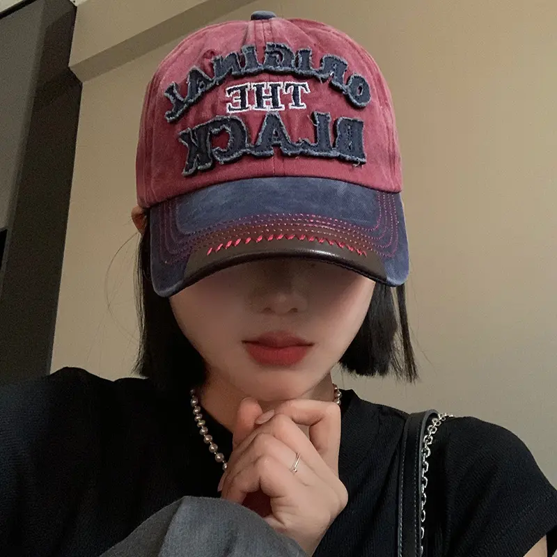 Retro Embroidery Letter Baseball Caps for Men Women Fashion Patchwork Washed Cotton Snapback Hats Hip Hop Outdoor Sunshade Hats