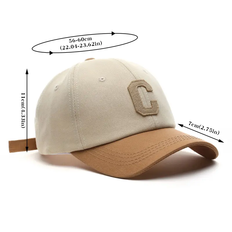 Letter C Baseball Cap for Women Men Contrast Embroidered Snapback Hat Summer Outdoor Adjustable Couple Sun Hats