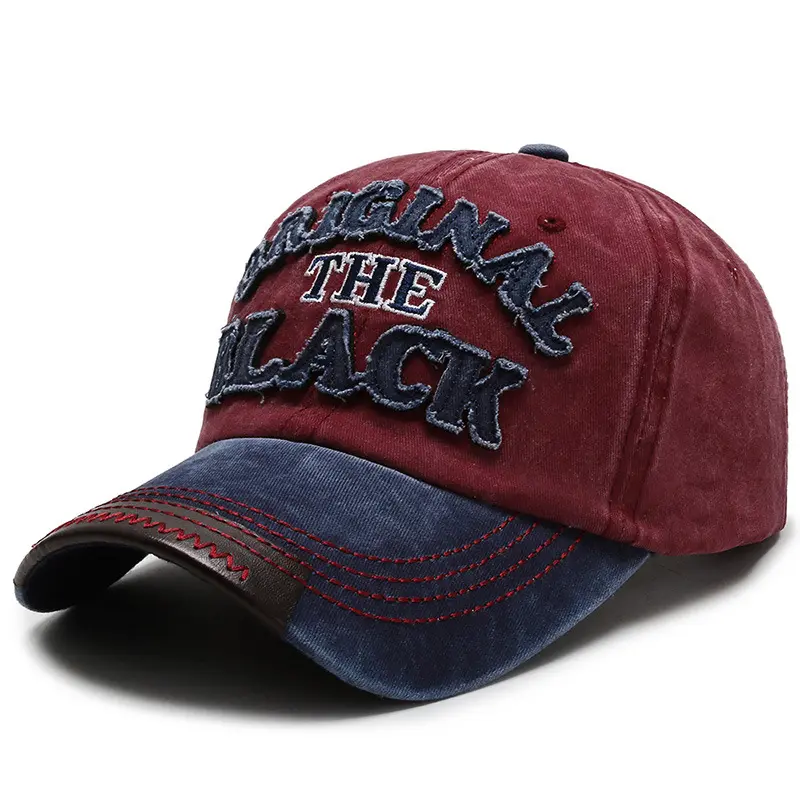 Retro Embroidery Letter Baseball Caps for Men Women Fashion Patchwork Washed Cotton Snapback Hats Hip Hop Outdoor Sunshade Hats