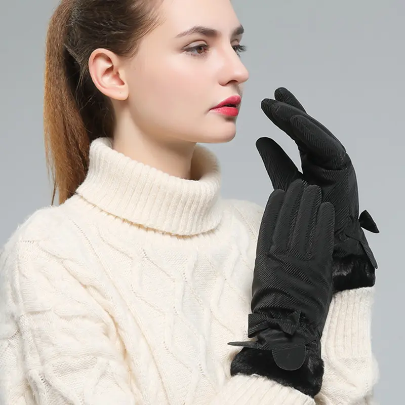 Outdoor Sports Ski Gloves for Women Fashion Waterproof Thick Plush Warm Five Finger Mittens Touch-Screen Student Riding Gloves