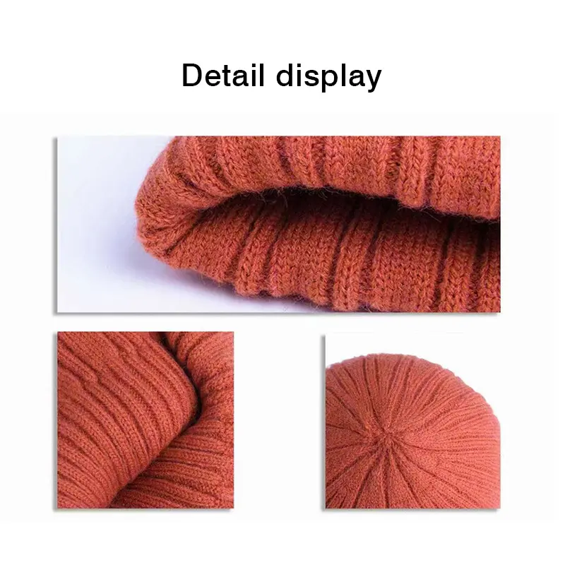 Autumn Winter Woolen Beanies Caps for Women Solid Color Knitted Warm Pullover Hats Outdoor Girl Windproof Ear Protection Hats