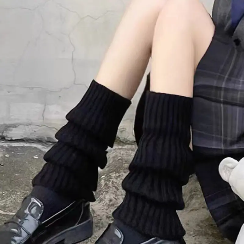Knit Lady Girl Long Socks Autumn Winter Solid Color Thick Warm Knee High Leg Warmer Foot Cover Lolita Sweet Girl Anti-Cold Socks