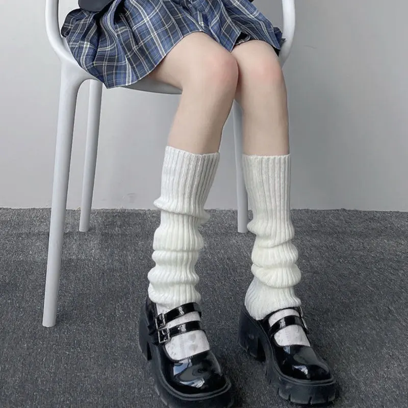 Knit Lady Girl Long Socks Autumn Winter Solid Color Thick Warm Knee High Leg Warmer Foot Cover Lolita Sweet Girl Anti-Cold Socks