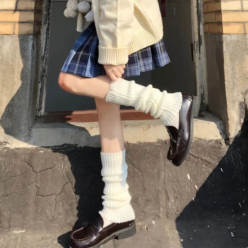 Knit Lady Girl Long Socks Autumn Winter Solid Color Thick Warm Knee High Leg Warmer Foot Cover Lolita Sweet Girl Anti-Cold Socks