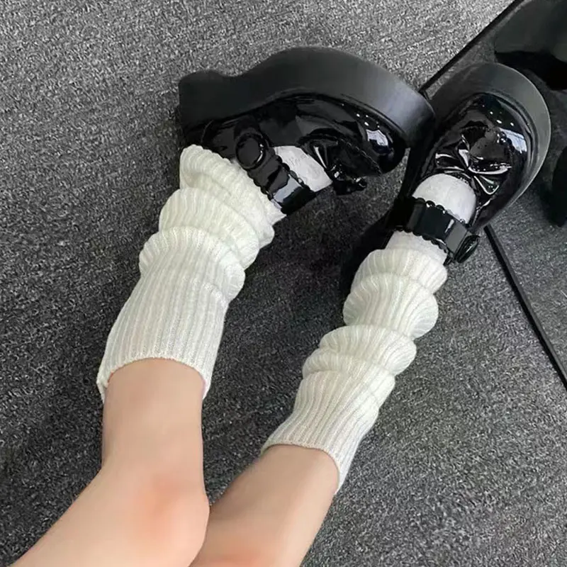 Knit Lady Girl Long Socks Autumn Winter Solid Color Thick Warm Knee High Leg Warmer Foot Cover Lolita Sweet Girl Anti-Cold Socks