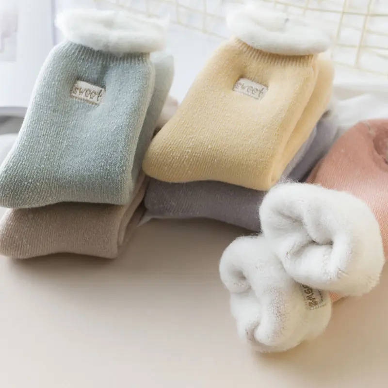 Winter Socks Women Plus Velvet Thick Wool Warm Socks Soft Terry Woman Lady Floor Socks