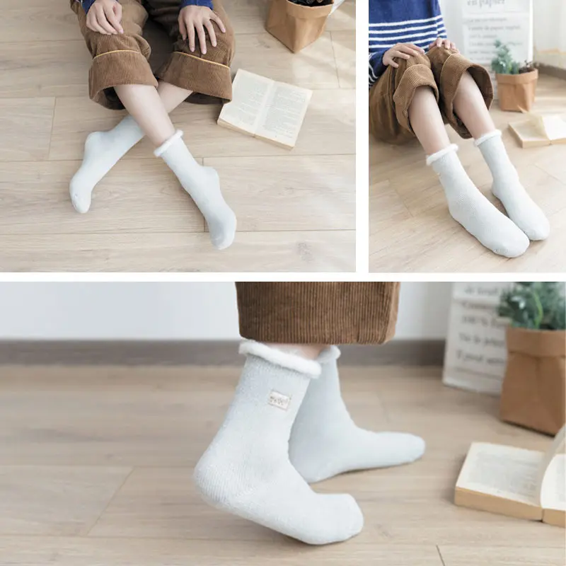 Winter Socks Women Plus Velvet Thick Wool Warm Socks Soft Terry Woman Lady Floor Socks